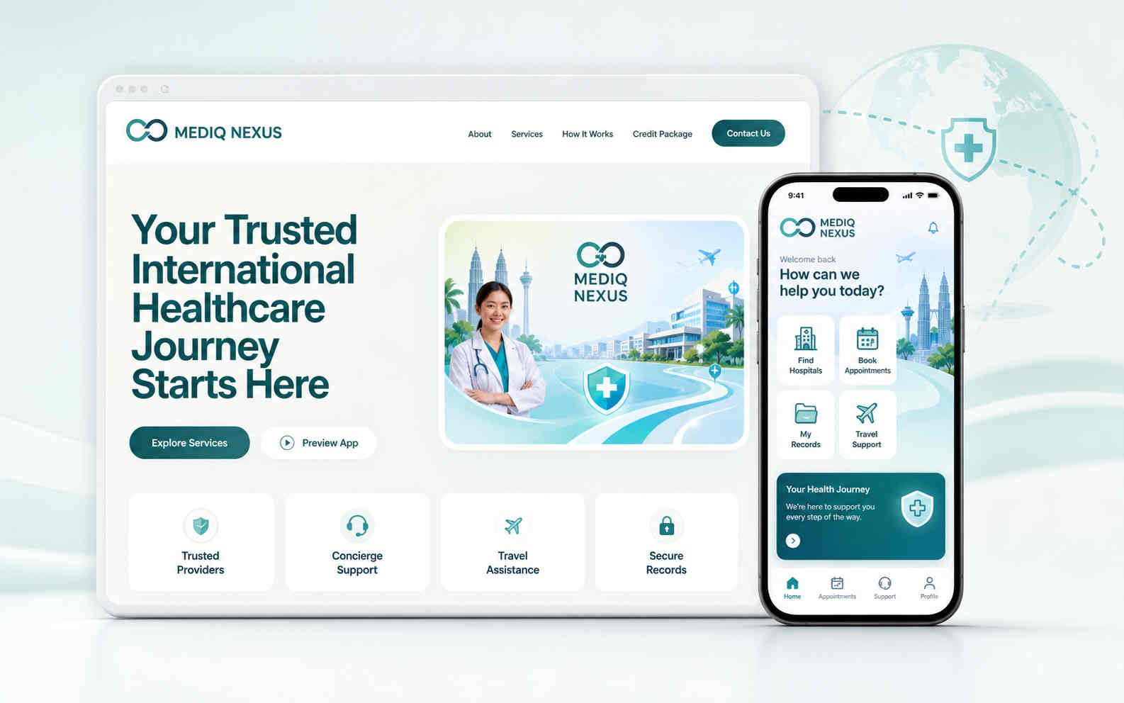 MEDIQ Nexus mobile healthcare application, website and administration platform
